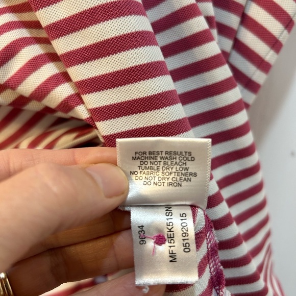 Peter Millar Summer Comfort Polo Men's L Pink Striped Chest Pocket Stretch Golf - Picture 8 of 8